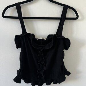 Reformation Jeans - Black Ruffle Tank